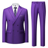 Riolio Fashion New Men's Casual Boutique Double Breasted Suit Trousers / Man's Business Suit Jacket Blazers Coat Pants 2 Pcs Set