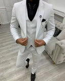 Riolio  Slim Fit Men's 3-Piece Suit Elegant Peak Lapel Blazer Vest And Pants Set for Wedding Banquet Business Evening Party