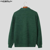 Riolio Men Sweaters Solid Color Knitted Lapel Long Sleeve Button Casual Male Cardigan Streetwear Korean Outerwear INCERUN S-5XL