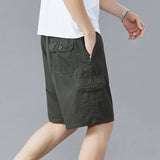 Riolio  Summer Shorts for Men Multi-pocket Cotton Breathable Baggy Short Pants Casual Simple Style Fashion Cargo Shorts