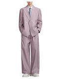 Riolio  Men's Pinstripe 2-Piece Suit Set Double Breasted Blazer Loose Wide Leg Pants Oversized Formal Business Tuxedo Wedding Prom Party