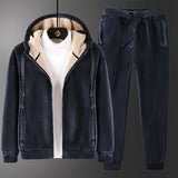 Riolio Men Winter Fashion Plus Size Casual Hoodies+Pants Set Hooded Clothes 2023 Thick Sportswear Warm Fleece Tracksuit Mens Warm Sets