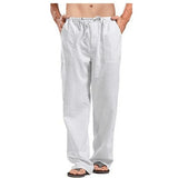 Riolio  Cross-Border Men's Plus Size Cotton Linen Pants Breathable Sweat Absorbent Casual Bell Bottoms Basic Style Stock Available