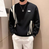 Riolio  Spring Autumn Round Neck Striped Contrast Color Men's Clothing Long Sleeve Pullover Hoodies Casual England Style Boyfriend Tops