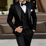 Riolio  New Men's Blazer Suits Formal Set of 3 Pieces Jacket+Vest+Pant Wedding Groomsmen Suit Ideal for Wedding Ceremony