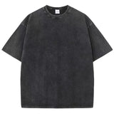Riolio American Style Retro Heavyweight Solid Color Short Sleeved T-shirt Men Women Summer Street Trendy Washed Old Oversized Clothes