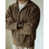 Riolio Autumn Clothing Men's Luxury Knitted Stand Collar Cardigan Casual Streetwear Solid Color Long Sleeve Knitwear Retro Jacket M-2XL