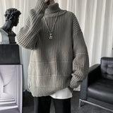 Riolio  Autumn Winter Mens Casual Turtleneck Pullover Men's Long Sleeve Rollneck Sweater Korean Style Fashion Warm Knitted Sweater