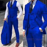 Riolio Purple 3 Piece Set Men Business Suits Groom Groomsman 3 Pieces Wedding Party Formal Occasions Tuxedo Jacket Vest Pants