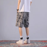 Riolio  Men's New Floral Print Versatile Trendy Blue and White Porcelain Loose Five-point Casual and Fashionable Shorts