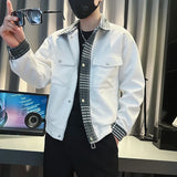 Riolio Spring Autumn Men's ort Jaet 2025 Trendy Brand High-End Striped Stand Collar Workwear Coat Youth Faion Outerwear
