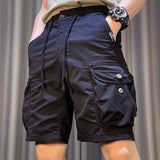 Riolio  Summer Workwear for Men Casual Multi-pocket Loose Elastic Five-point Mid-sized Pants