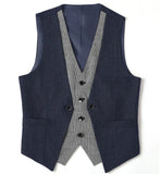 Riolio  Men's Suits Vest V Neck Fake Two Pieces Herringbone Wool Business Fashion Style Formal Men's Waiscoat For Wedding