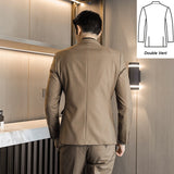 Riolio Blazer Pants Double Breasted Tuxedo Suit Men Business Work Wedding Formal Sets Solid Jacket with Trousers Slim Casual Clothing