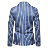 Riolio Men New Casual Large Size Suit Jacket Blue and White Stripes with Two Buttons Mens Formal Jacket Blazer Men Size M-5XL