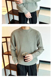 Riolio  New Korean Retro Men Basic Sweater Luxury Knitted Solid Color O Neck Long Sleeve Pullover Casual Slim Premium Quality Knitwear