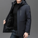 Riolio Two Pieces Men Winter Jacket Coat Long Style Parka Hooded Thick Cotton-padded Male Fashion Casual Padded Jacket Overcoat mens