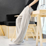 Riolio  Men's Cotton Linen Loose Casual Thin Summer Long Pants Faionable Ci Sle Straight Leg Pants mid Low Waist Classic Sle