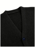 Riolio New Luxury Casual Men Sweater Vest Leisure Trendy Knit V Neck Button-down Solid Color Sleeveless Cardigan Retro Basic Waistcoats