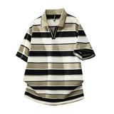 Riolio  Versatile Top Summer Polo Shirt Fashion Stripes Trendy Fit Stylish Comfortable High-Quality Daily Soft Lightweight Men's T-Shirt