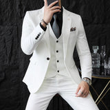 Riolio  S-7XL Jacket Vest Pants Luxury Elasticity Boutique Fashion Men's Solid Color Casual Business Suit 3-piece Sets Groom Wedding
