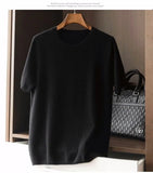 Riolio  Cashmere T-shirt Men Base Layer Merino Shirt Wicking Breathable Short T-shirt Luxury Clothing Big Size