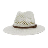 Riolio  New Hand-Woven Jazz Straw Hat Spring Summer Hollow Fedora Panama Cap Men Women Outdoor Sun Protection Hat Sombrero Hombre