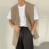Riolio Fashion Men Vests Solid Color Streetwear V Neck Sleeveless Button Waistcoats Men Oversize Male Casual Vests S-5XL INCERUN