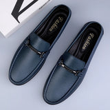 Riolio  Mens Metal Buckle Loafers Genuine Leather Men Casual Shoes Handmade Moccasins Breathable Male Walking Shoes Comfort Travel Flats
