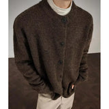 Riolio  Collarless knitted sweater jacket Men Classic autumn winter casual sweater warm loose  Street Knitwear
