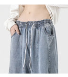 Riolio  Light Blue Baggy Jeans for Men Elastic Waist Relaxed Fit Wide Leg Trousers Street Fashion Hip Hop Cargo Pants Men Autumn