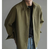 Riolio Spring Autumn New Fashion Turn-down Collar Long Sleeve Solid Blouse Men's Clothing Korean Loose Thin Button All-match Chic Shirt