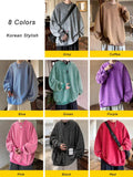 Riolio 360G Heavy Cotton Oversized Sweatshirts Men/Women Korean Fashion Couples Crew-Neck Vintage Washed Y2K Hoodie Loose Pullover Tops