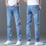 Riolio  New Men's High Quality Slim Jeans Fashion Classic Style Business Straight Stretch Denim Pants Male Brand Trousers Blue Black