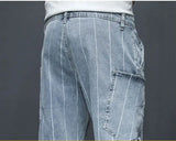 Riolio  Men Denim Summer Thin Elastic 55-point Trend Korean Versatile Casual Pants