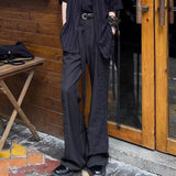 Riolio  Mens Trousers With Straps Drapes Casual Pants Streetwear Fashion Dark Personality Versatile Straight Pants Men'S Clothing