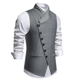 Riolio  New Men's Suit Vests Fashion Smart Casual Formal Dress Vest For Wedding Waistcoats Men Solid Color Sleeveless Party Vest Man
