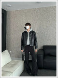 Riolio American Street High-end Coat Trendy Leather Jacket Korean Elegant 2025 Spring Men's New PU Lapel Slim Loose Jacket Aesthetic