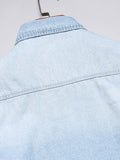Riolio  Pure cotton washed blue denim shirt for men - loose fit, trendy, cardigan style, fashionable and casual top