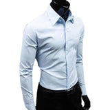 Riolio Classic Business Shirt  Breathable Not See Through Men's Shirt Men's Slim Fit Cotton Business Shirt