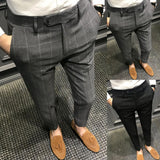 Riolio Spring Men Pants Korean Slim Fit Men Casual Ankle Length Pants Streetwear Men High Quality Black Gray Dress Suit Pant Man