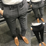 Riolio Spring Men Pants Korean Slim Fit Men Casual Ankle Length Pants Streetwear Men High Quality Black Gray Dress Suit Pant Man