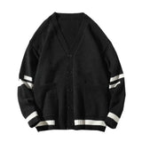 Riolio Autumn and Winter Cardigan Sweater Men Ins Hong Kong Wind Loose Lazy Wind V-neck Sweater Korean Version of the Trend Everything