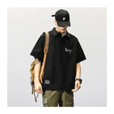 Riolio American Retro ort Sve  irt Men Summer Trendy Loose Workwear irt T-irt Men Turn-down Collar Casual Faion