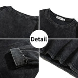 Riolio American Retro T Shirts Men Oversized T-shirt Women Loose Long Sleeve Shirt Vintage Hip Hop Y2K Style Men's Streetwear Plus Size