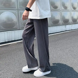 Riolio  Ice Silk Wide-leg Men Summer Thin Straight-leg Casual Loose Korean Style Trendy Versatile Trousers