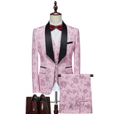 Riolio  Black Three-Piece Suit Wedding Groom Set Men's Formal Wear Slim Fit Business Casual Polyester Fiber Fashion Urban Style