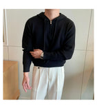 Riolio  New British Leisure Men's Hooded Sweater Trendy Zip-up Preppy Style Slim-fit Long Sleeve Hoodies Casual Vintage Warmth Knitwear