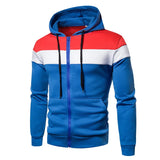 Riolio New men's hooded zipper splicing color sports top fleece insulation casual wear hooded sports top zipper comfortable hoodie