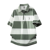 Riolio  Soft Lightweight Men's T-Shirt Versatile Top Summer Polo Shirt Fashion Stripes Trendy Fit Stylish Comfortable High-Quality Daily